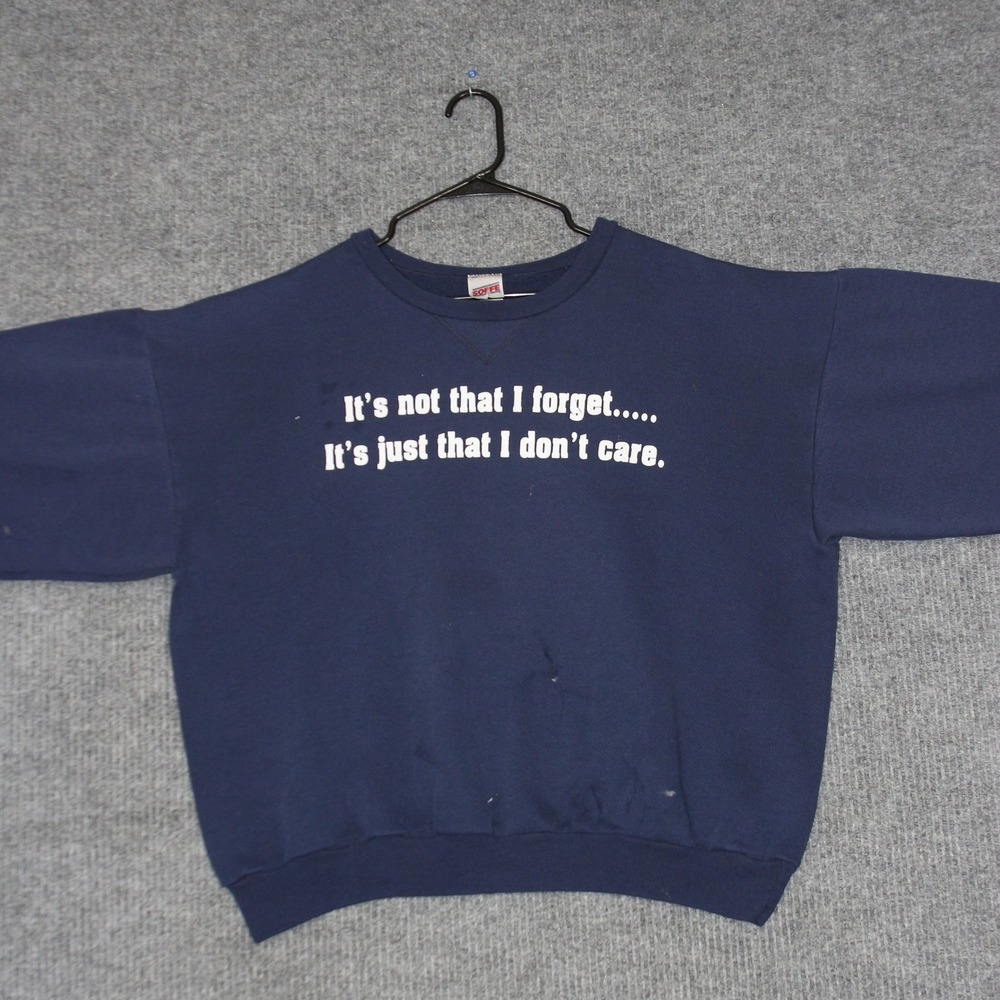 Vintage Soffe Sweatshirt Mens XL Blue Graphic Quotes Casual Pullover Crewneck